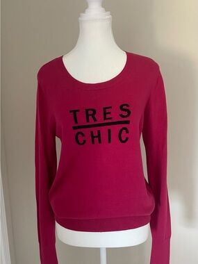 Halogen Pink 'TRES CHIC' Crewneck Sweater (size medium)